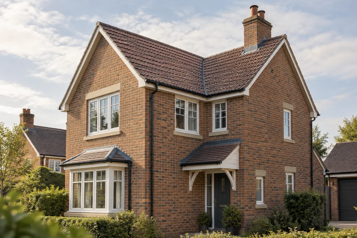 Illustrative tiled roof on a British brick home